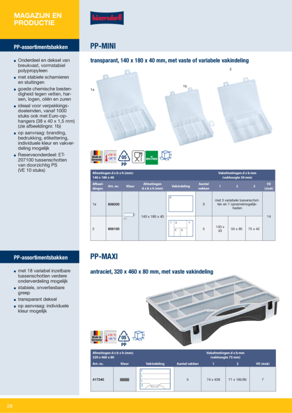 Hünersdorff Sort-kasten PP-COMPACT, 8 Fächer,170x250x46 mm 603600