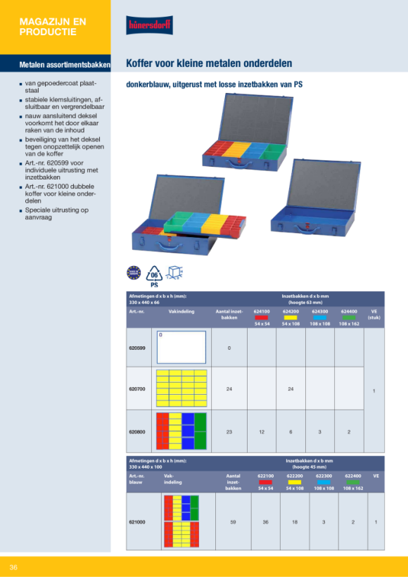 Hünersdorff Einsatzbox aus PS, 162x54x45 mm,blau 622700