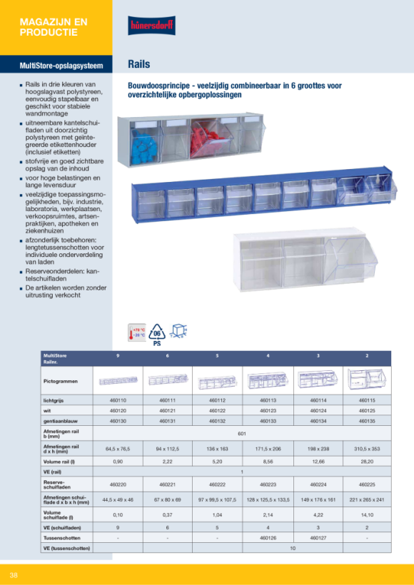 Hünersdorff Lagersystem MultiStore Riegel Nr. 4,aus hochschlagfestem Kunststoff, weiss 460123