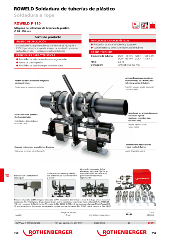 Rothenberger Máquina básica ROWELD P110 com montagem em mesa 55787