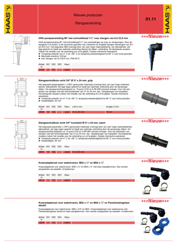 Otto Haas Zapfadapter für Wasserhähne, M22 x 3/4" und M24 x 3/4" 3314