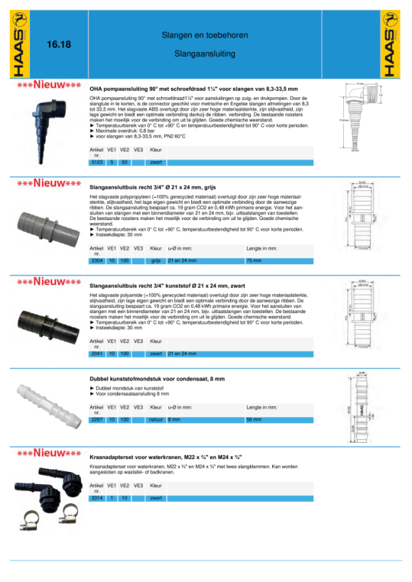 Otto Haas OHA-Doppel-Schlauchverbinder gerade 8 mm  / 8 mm für Kondensatschläuche 2297