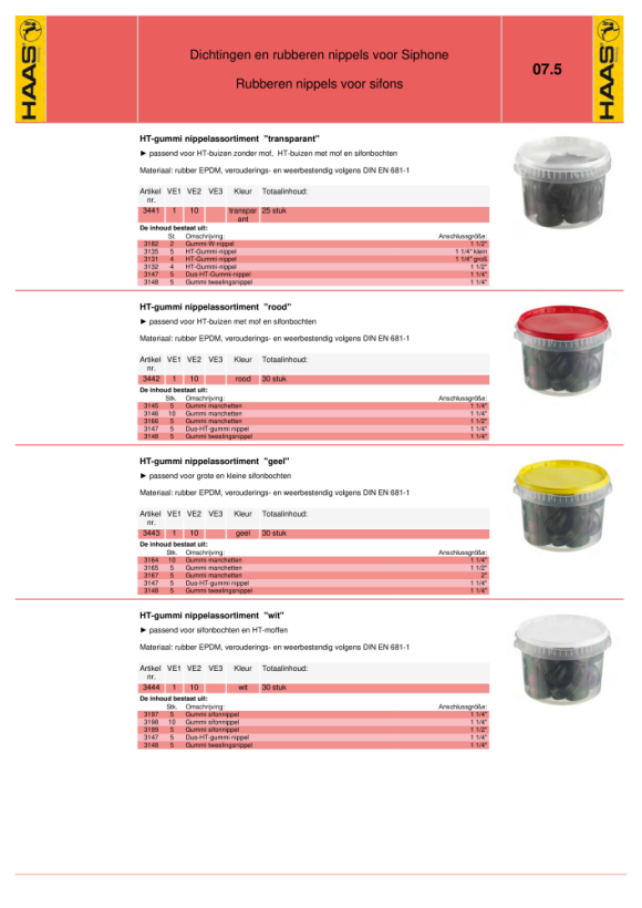 Otto Haas Gummi-Nippel-Sortiment "TRANSPARENT", passend für muffenlose, Rohre, aufgemuffte HT-Rohre und Siphon 3441