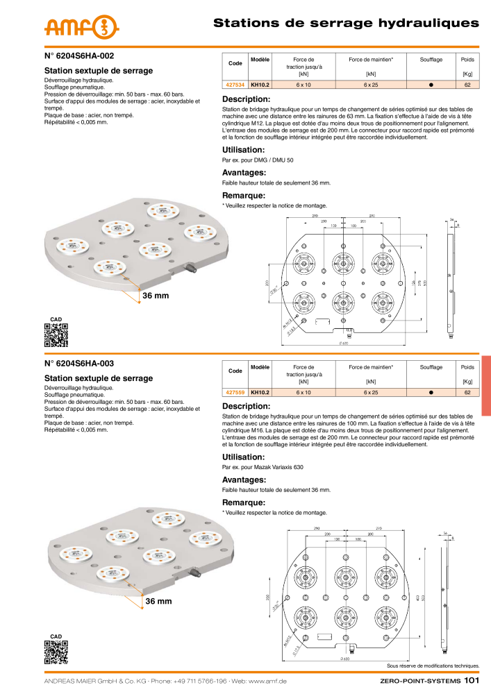 Catalogue AMF SYSTÈMES POINT ZÉRO Nº: 20364 - Página 101