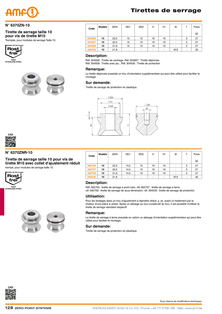 Catalogue AMF SYSTÈMES POINT ZÉRO Nº: 20364 - Página 128