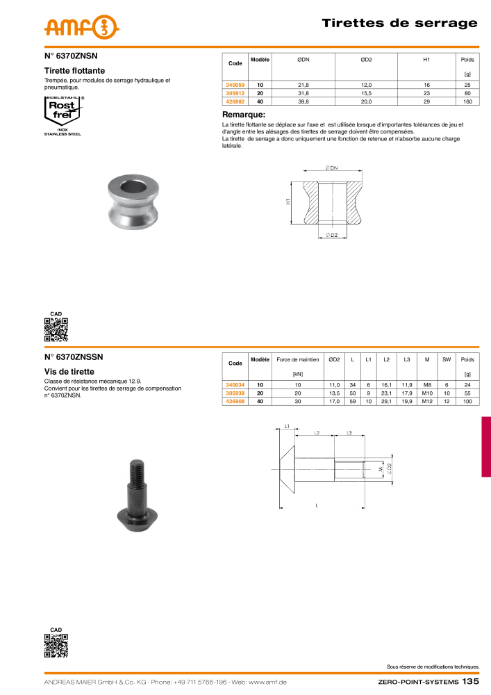 Catalogue AMF SYSTÈMES POINT ZÉRO Nº: 20364 - Página 135