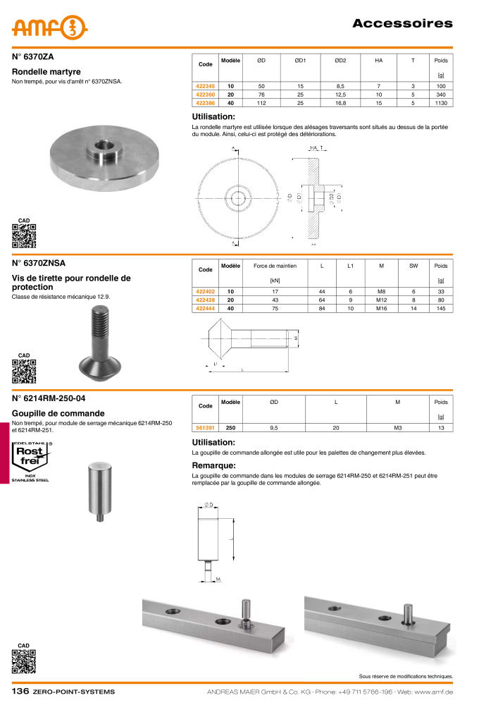 Catalogue AMF SYSTÈMES POINT ZÉRO NO.: 20364 - Page 136