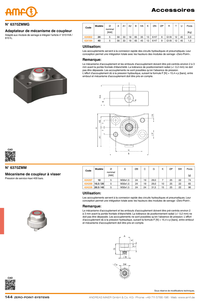 Catalogue AMF SYSTÈMES POINT ZÉRO NR.: 20364 - Seite 144