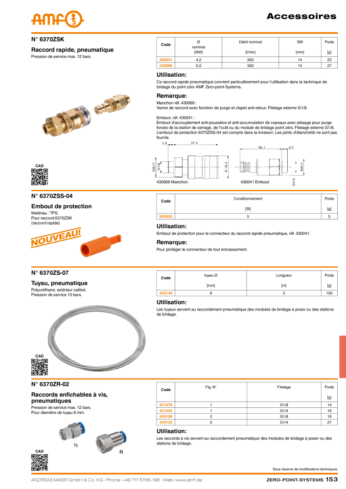 Catalogue AMF SYSTÈMES POINT ZÉRO Nb. : 20364 - Page 153