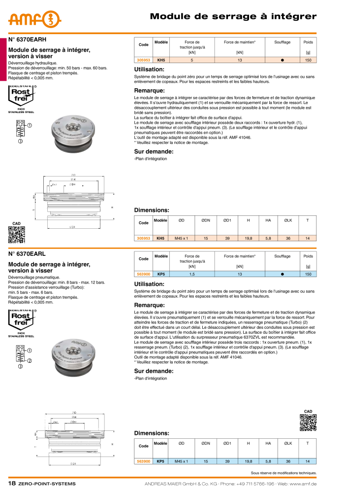 Catalogue AMF SYSTÈMES POINT ZÉRO Nº: 20364 - Página 18