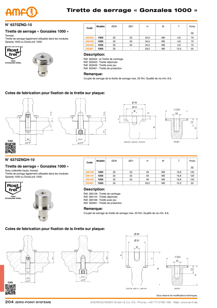 Catalogue AMF SYSTÈMES POINT ZÉRO NR.: 20364 - Seite 204