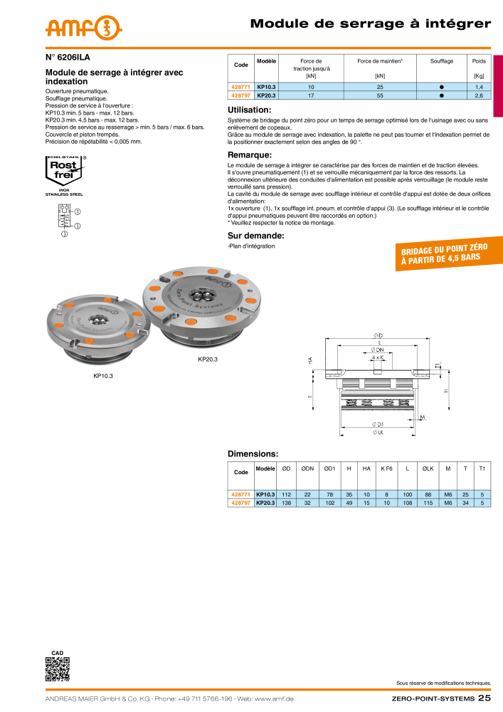 Catalogue AMF SYSTÈMES POINT ZÉRO Nb. : 20364 - Page 25