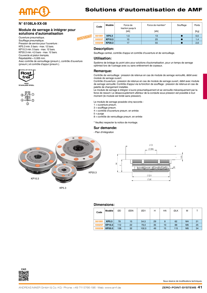 Catalogue AMF SYSTÈMES POINT ZÉRO Nb. : 20364 - Page 41