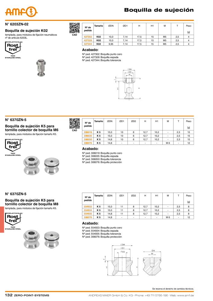 Catálogo AMF SISTEMAS PUNTO CERO Nb. : 20365 - Page 132