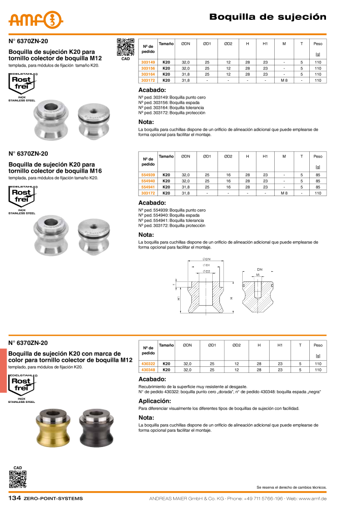Catálogo AMF SISTEMAS PUNTO CERO NR.: 20365 - Seite 134