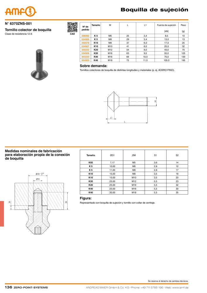 Catálogo AMF SISTEMAS PUNTO CERO Nº: 20365 - Página 136