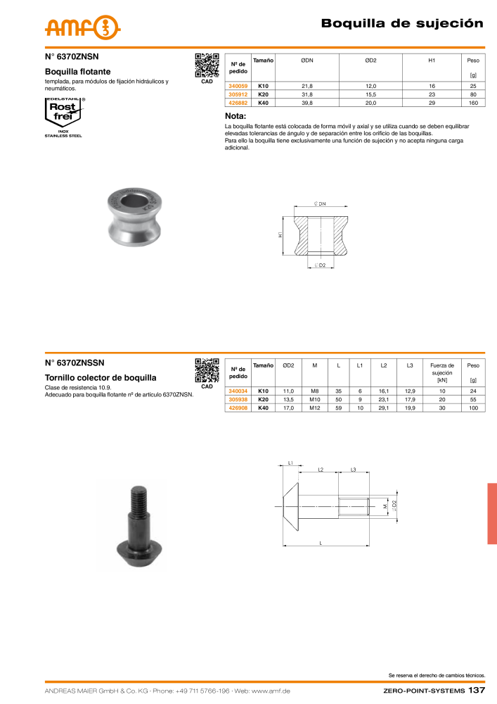 Catálogo AMF SISTEMAS PUNTO CERO Nº: 20365 - Página 137