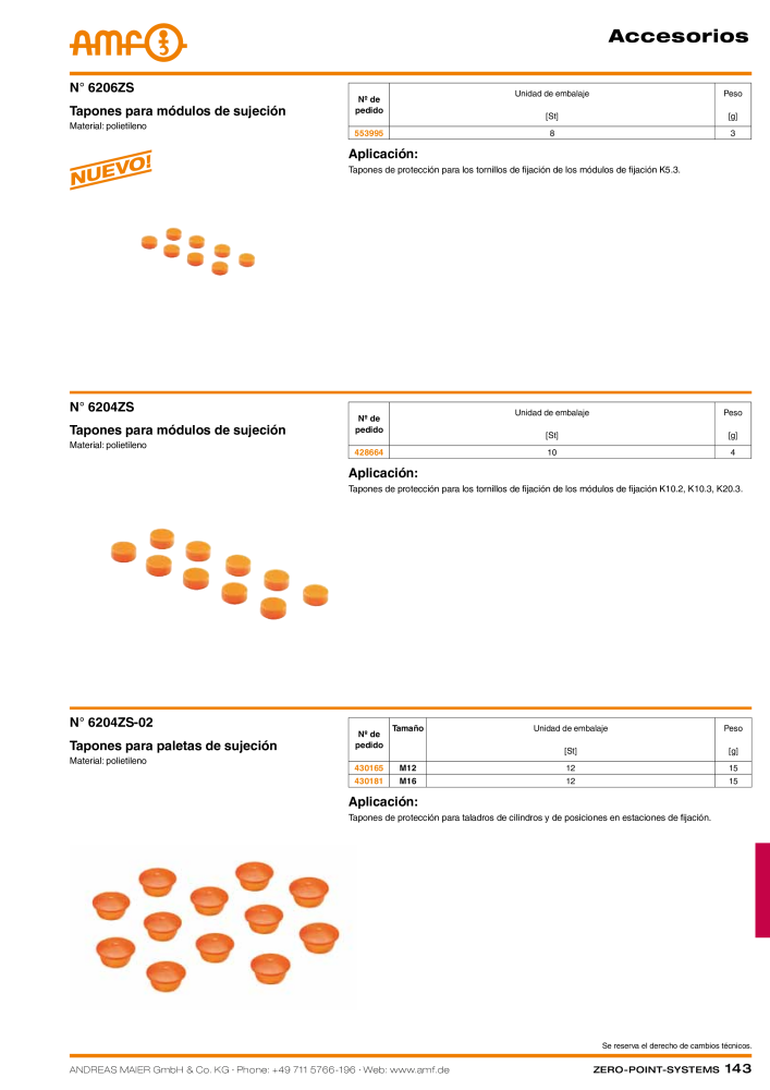 Catálogo AMF SISTEMAS PUNTO CERO Nb. : 20365 - Page 143