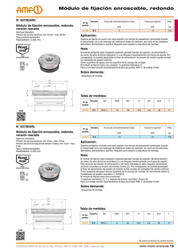 Catálogo AMF SISTEMAS PUNTO CERO NR.: 20365 - Seite 19