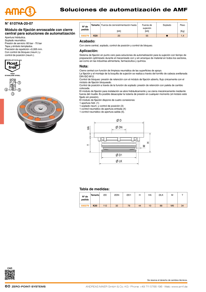 Catálogo AMF SISTEMAS PUNTO CERO Nº: 20365 - Página 60