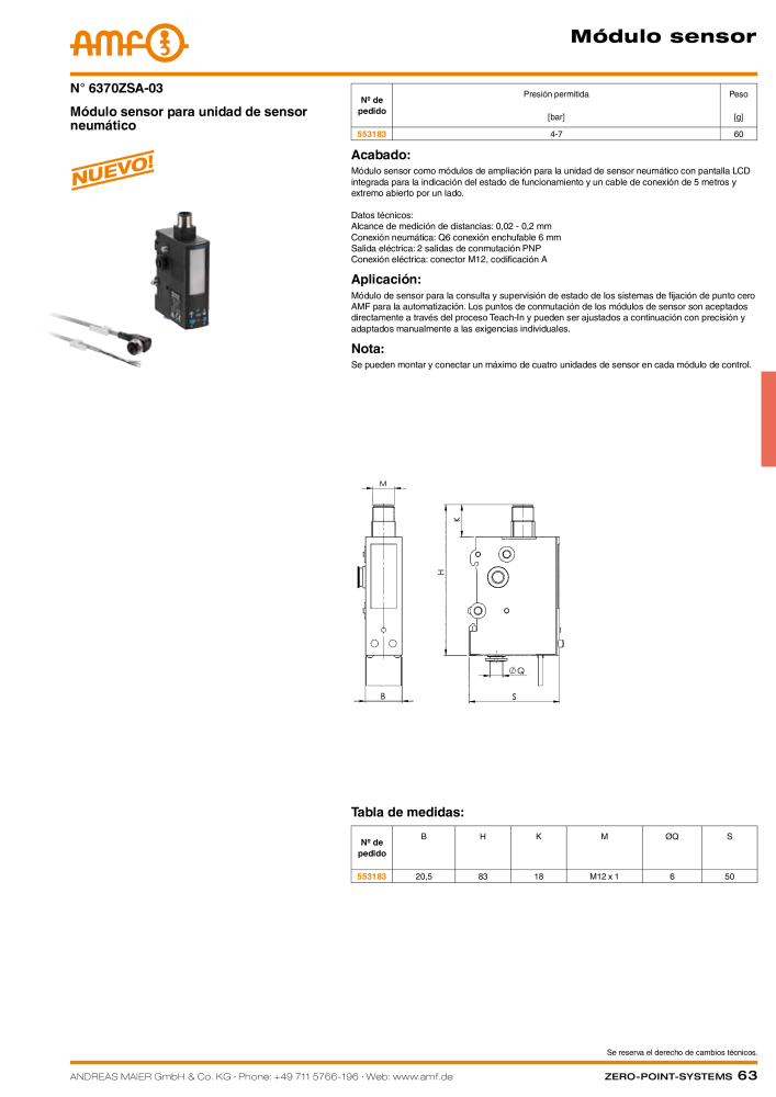 Catálogo AMF SISTEMAS PUNTO CERO NO.: 20365 - Page 63