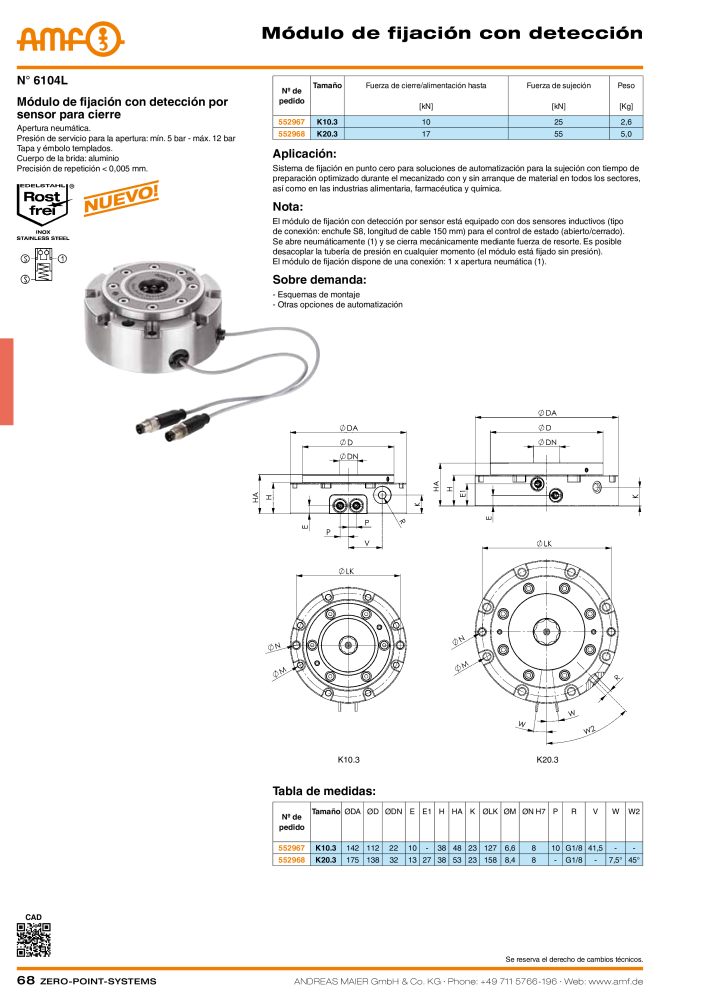 Catálogo AMF SISTEMAS PUNTO CERO NO.: 20365 - Page 68