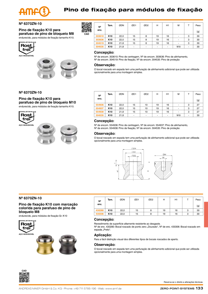 Catálogo AMF SISTEMAS DE PONTO ZERO Nb. : 20366 - Page 133