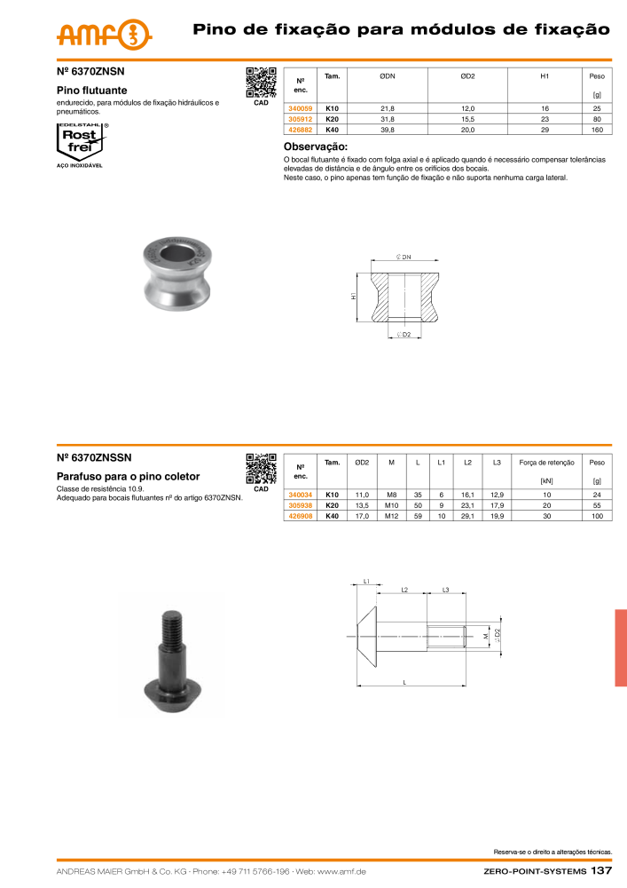 Catálogo AMF SISTEMAS DE PONTO ZERO NO.: 20366 - Page 137