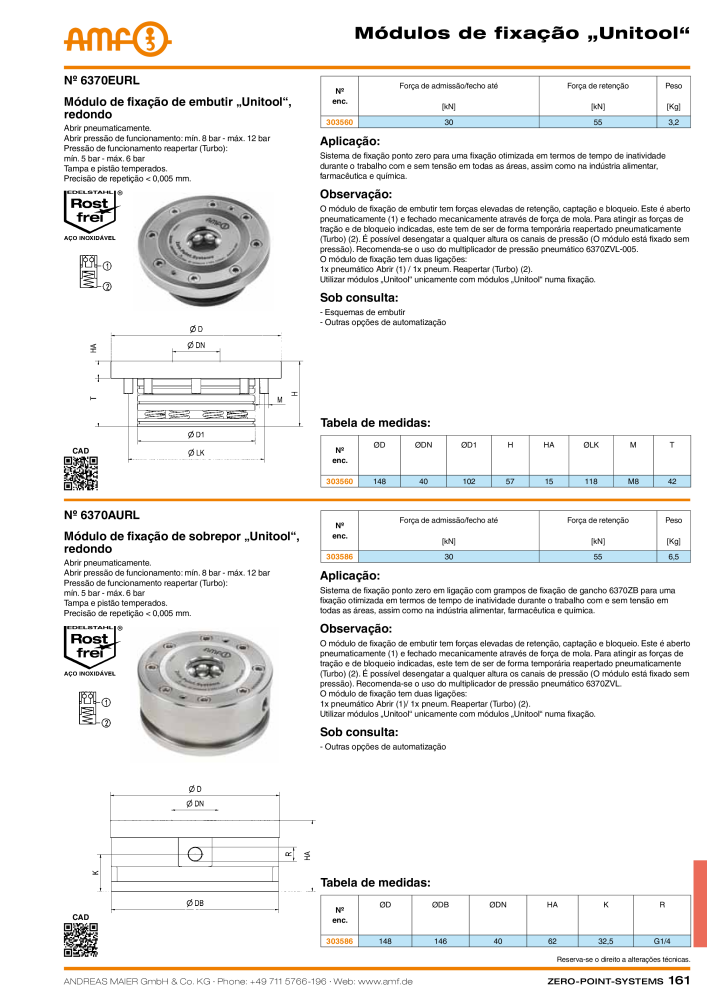 Catálogo AMF SISTEMAS DE PONTO ZERO NR.: 20366 - Seite 161
