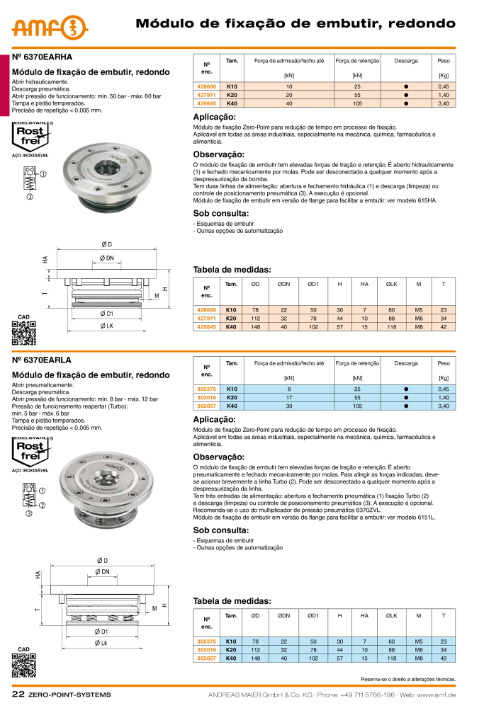 Catálogo AMF SISTEMAS DE PONTO ZERO NR.: 20366 - Seite 22