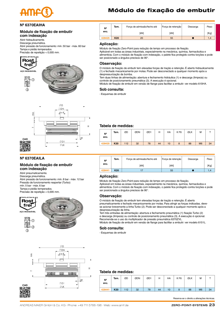Catálogo AMF SISTEMAS DE PONTO ZERO NR.: 20366 - Seite 23