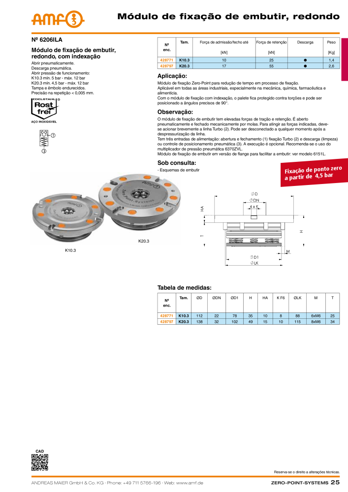 Catálogo AMF SISTEMAS DE PONTO ZERO NO.: 20366 - Page 25