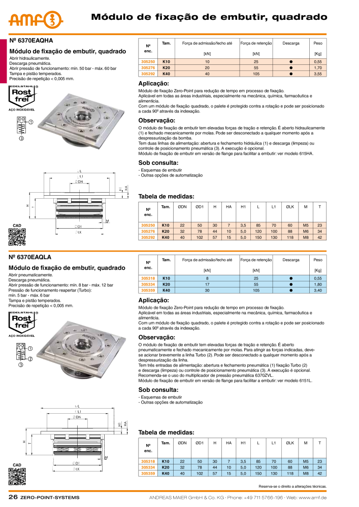 Catálogo AMF SISTEMAS DE PONTO ZERO Nº: 20366 - Página 26