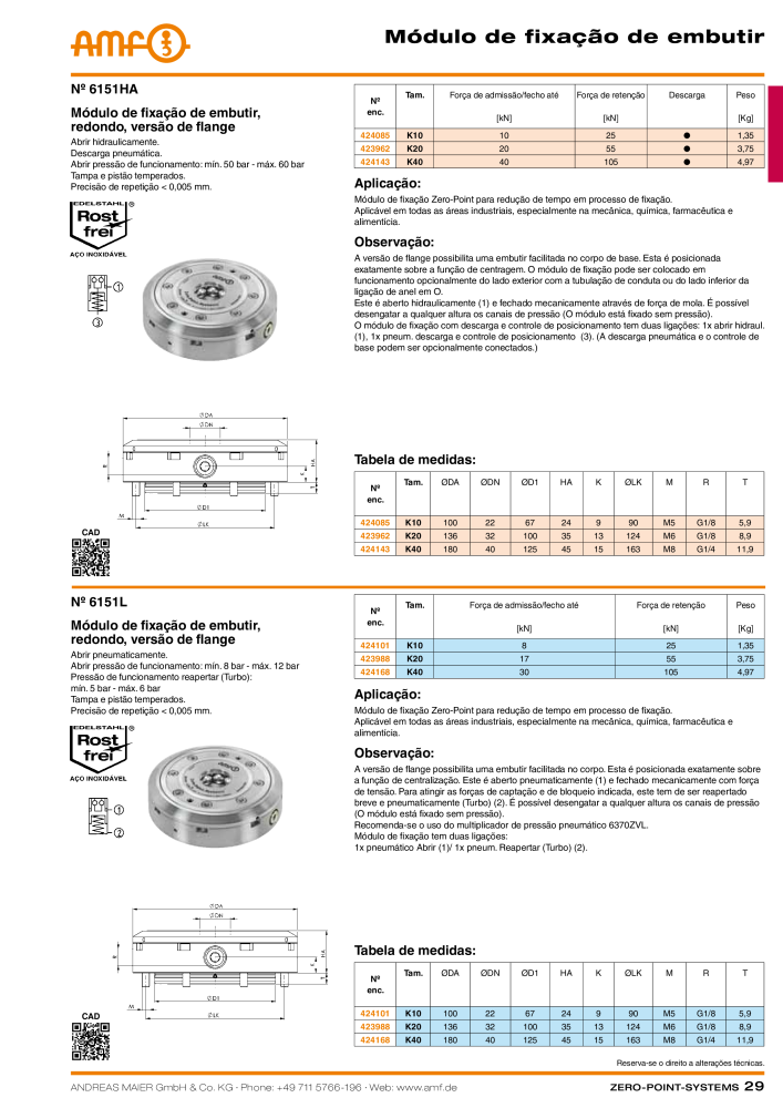 Catálogo AMF SISTEMAS DE PONTO ZERO Nº: 20366 - Página 29