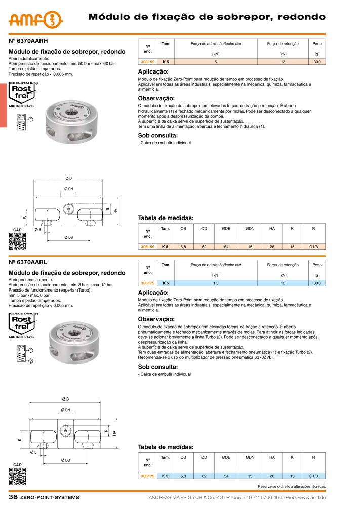 Catálogo AMF SISTEMAS DE PONTO ZERO NO.: 20366 - Page 36