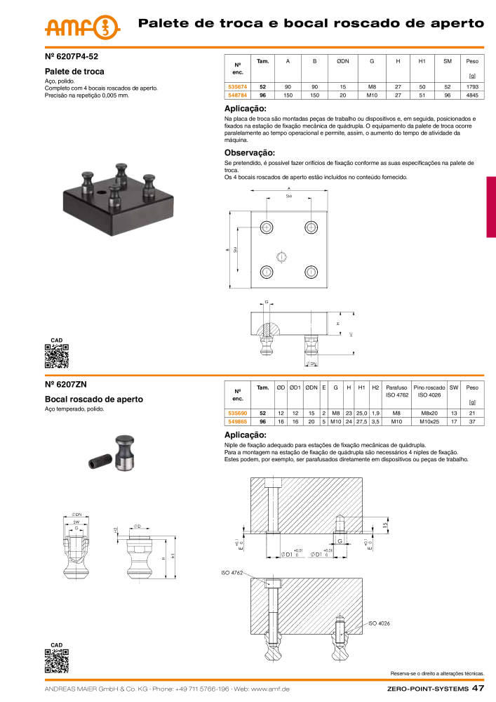Catálogo AMF SISTEMAS DE PONTO ZERO Nº: 20366 - Página 47