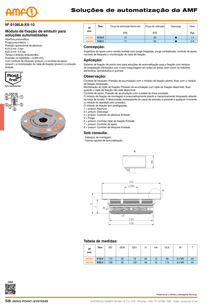 Catálogo AMF SISTEMAS DE PONTO ZERO NR.: 20366 - Seite 58