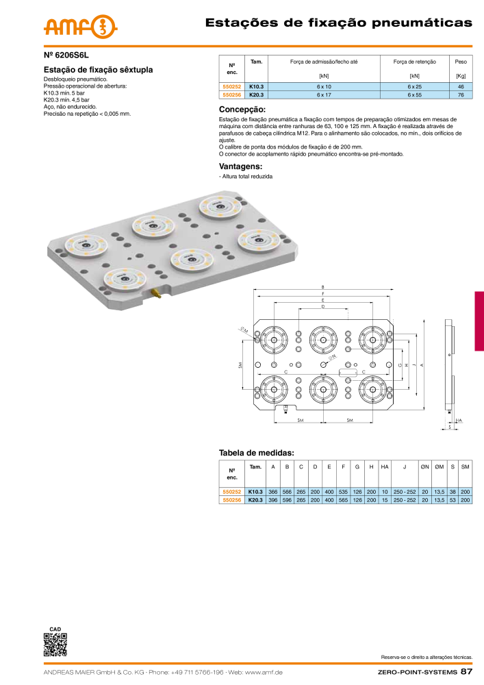 Catálogo AMF SISTEMAS DE PONTO ZERO Nº: 20366 - Página 87