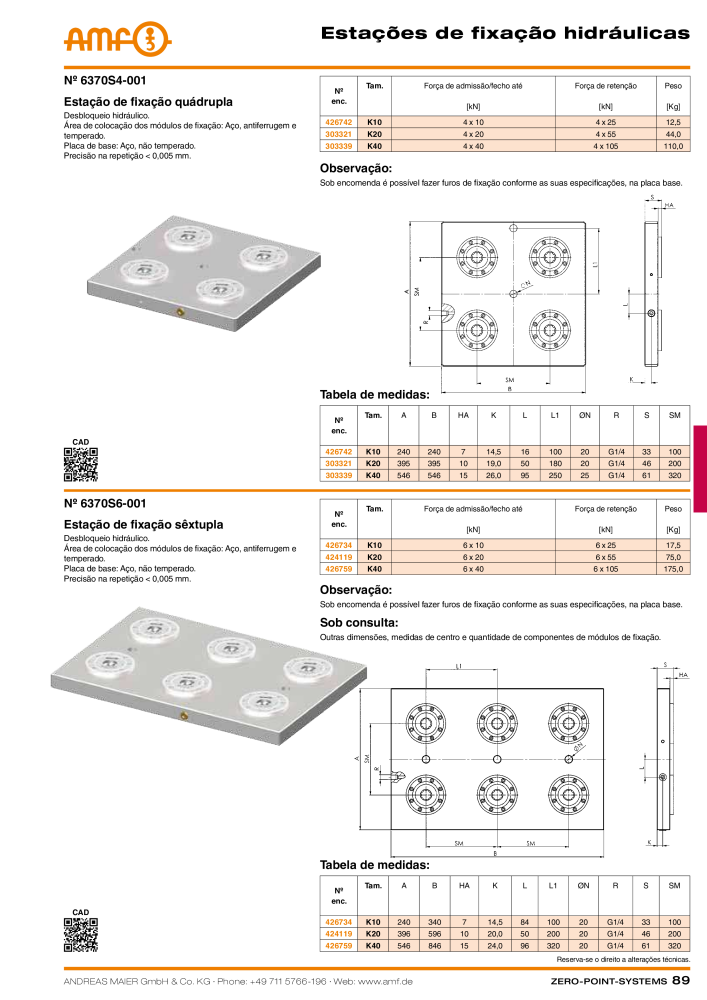 Catálogo AMF SISTEMAS DE PONTO ZERO Nº: 20366 - Página 89