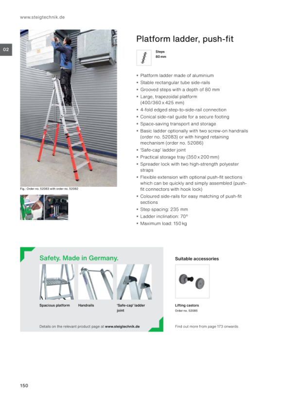 MUNK Push-fit section for push-fit platform ladder plus 2 steps 52080