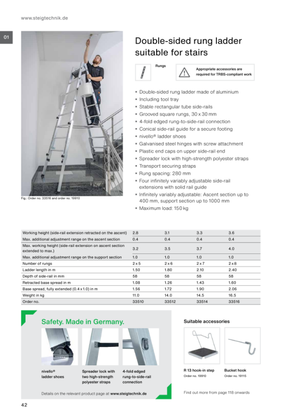 MUNK Double-sided rung ladder wood 2x6 rungs 33212