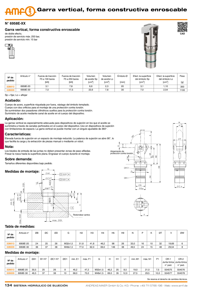 Catálogo AMF tecnología de sujeción hidráulica NO.: 20372 - Page 134