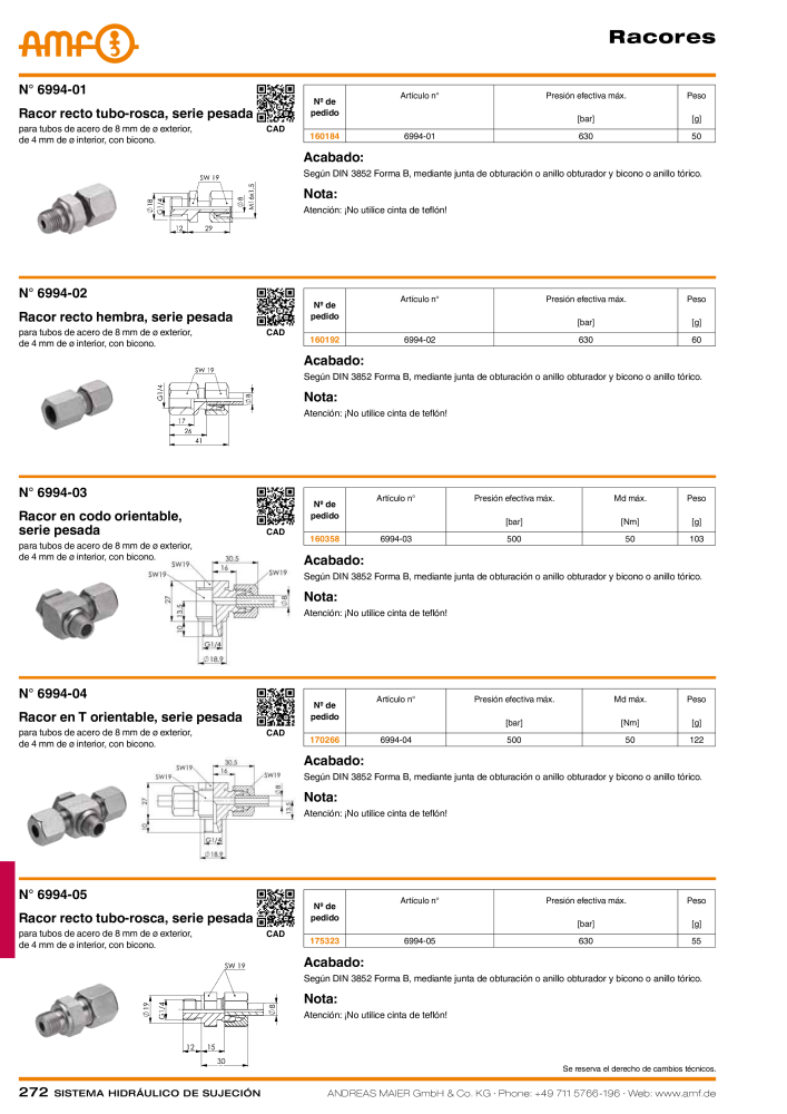Catálogo AMF tecnología de sujeción hidráulica Nº: 20372 - Página 272