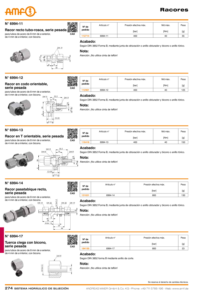Catálogo AMF tecnología de sujeción hidráulica Nº: 20372 - Página 274