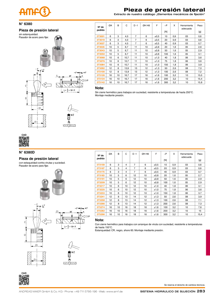 Catálogo AMF tecnología de sujeción hidráulica NO.: 20372 - Page 283