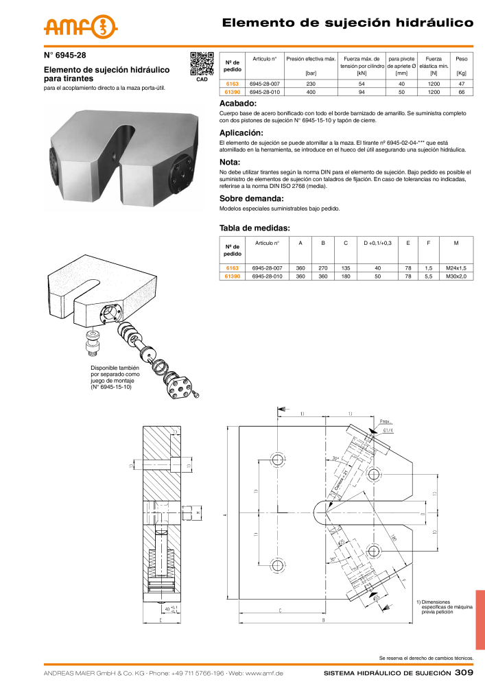 Catálogo AMF tecnología de sujeción hidráulica Nº: 20372 - Página 309