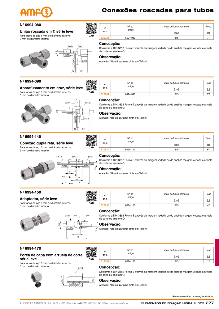 Tecnologia de fixação hidráulica do catálogo AMF Nº: 20373 - Página 277
