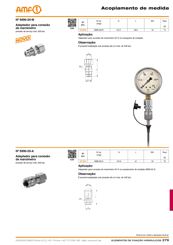 Tecnologia de fixação hidráulica do catálogo AMF Nº: 20373 - Página 279