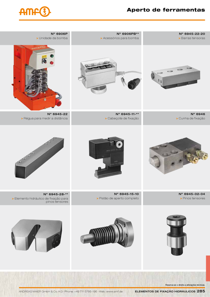 Tecnologia de fixação hidráulica do catálogo AMF Nº: 20373 - Página 285