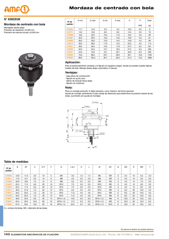 AMF 6383ZUK-54 Pinza de centrado con bola 373647